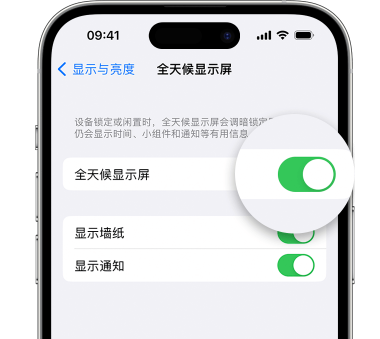 河北苹果15预约维修分享iPhone15如何设置全天候显示屏幕可见 