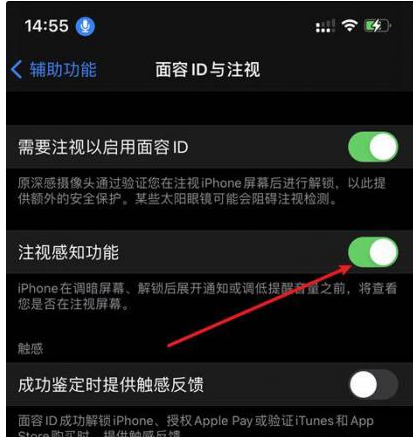 河北苹果14维修网点分享iPhone14注视感知功能有什么用 